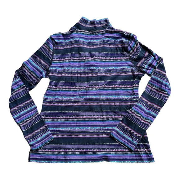 CHAPS SPORT LARGE Purple Multi-Color Striped Zip Mock Neck Western Shirt Jacket - Picture 2 of 10